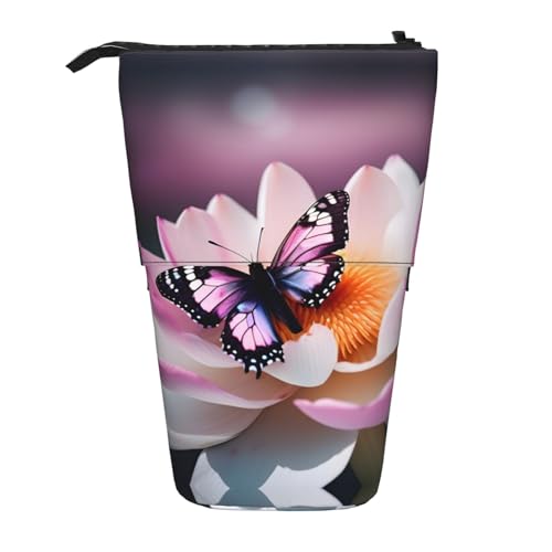 ATOurDealss Teleskop-Federmäppchen, Teleskop-Federmäppchen, Organizer, Schreibwaren, Stifteetui mit Reißverschluss, Eisbär, Pink Butterfly1, Einheitsgröße, Federmäppchen von ATOurDealss