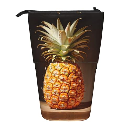 ATOurDealss Teleskop-Federmäppchen, Teleskop-Federmäppchen, Organizer, Schreibwaren, Stifteetui mit Reißverschluss, Pariser Kaffee-Eiffelturm, Ananas-Malerei1, Einheitsgröße, Federmäppchen von ATOurDealss