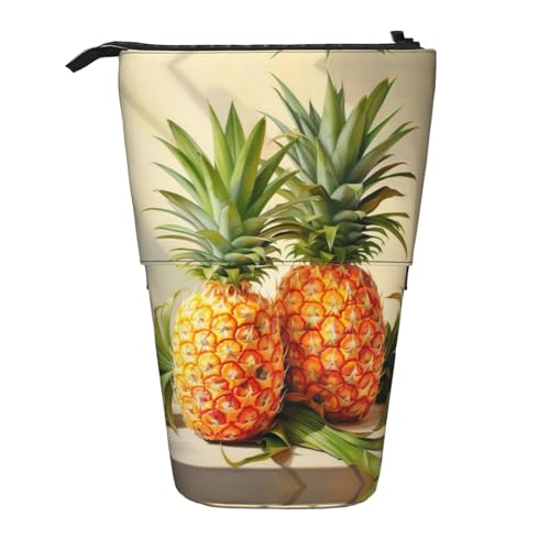 ATOurDealss Teleskop-Federmäppchen, Teleskop-Federmäppchen, Organizer, Schreibwaren, Stifteetui mit Reißverschluss, Pariser Kaffee-Eiffelturm, Ananas-Malerei2, Einheitsgröße, Federmäppchen von ATOurDealss
