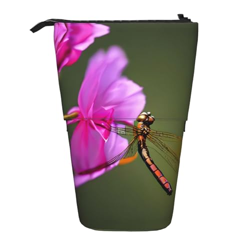 ATOurDealss Teleskop-Federmäppchen, Teleskop-Federmäppchen, Organizer, Schreibwaren, Stifteetui mit Reißverschluss, Weihnachtsbaum, Schnee, Libelle auf dem Flo, Einheitsgröße, Federmäppchen von ATOurDealss