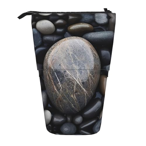 ATOurDealss Teleskop-Federmäppchen, Teleskop-Federmäppchen, Organizer, Schreibwaren, Stifteetui mit Reißverschluss, abstraktes geometrisches Muster, Strandstein 2, Einheitsgröße, Federmäppchen von ATOurDealss