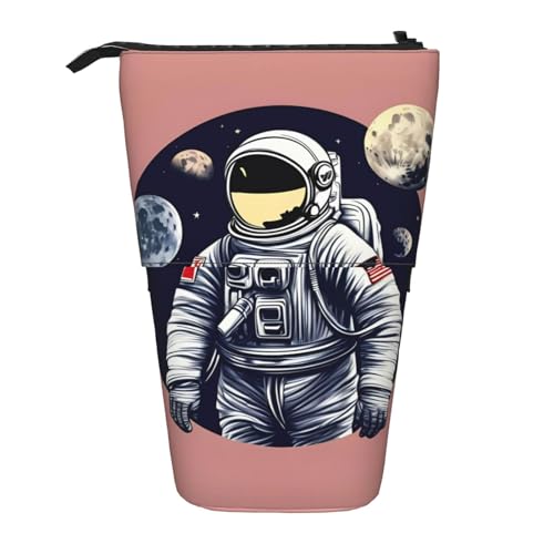 ATOurDealss Teleskop-Federmäppchen, Teleskop-Federmäppchen, Organizer, Schreibwaren, Stifteetui mit Reißverschluss, blauer Papagei, Astronaut auf dem Moo, Einheitsgröße, Federmäppchen von ATOurDealss
