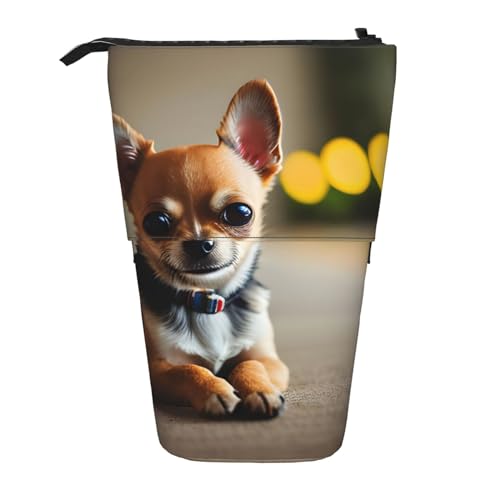 ATOurDealss Teleskop-Federmäppchen, Teleskop-Federmäppchen, Organizer, Schreibwaren, Stifteetui mit Reißverschluss, schwarze Spinne, Chihuahua, Einheitsgröße, Federmäppchen von ATOurDealss