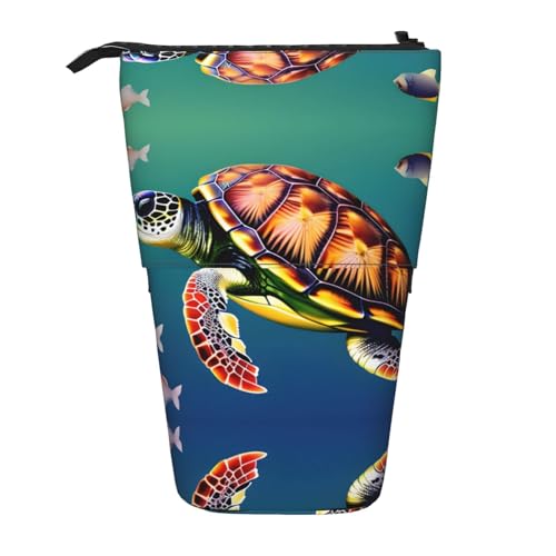 ATOurDealss Teleskop-Federmäppchen mit Fischen, Federmäppchen, Organizer, Schreibwaren, Stifteetui mit Reißverschluss, Schwarz , Einheitsgröße, Federmäppchen von ATOurDealss