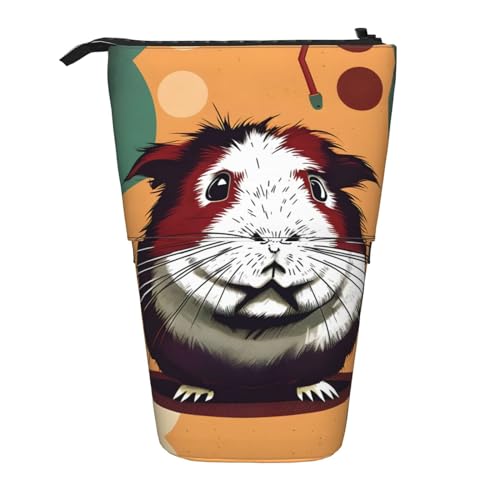 ATOurDealss Teleskop-Federmäppchen mit Meerschweinchen-Muster, Federmäppchen, Organizer, Schreibwaren, Stifteetui mit Reißverschluss, Schwarz , Einheitsgröße, Federmäppchen von ATOurDealss