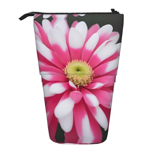 ATOurDealss Teleskop-Federmäppchen mit roter und weißer Blume, Federmäppchen, Organizer, Schreibwaren, Stifteetui mit Reißverschluss, Schwarz , Einheitsgröße, Federmäppchen von ATOurDealss
