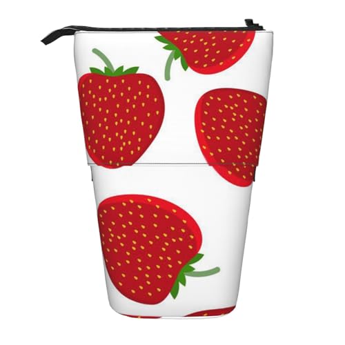 ATOurDealss Teleskopisches Federmäppchen mit Erdbeermotiv, Schreibwaren-Aufbewahrungstasche, Federmäppchen für Erwachsene, Aufbewahrungsbox, Schwarz , Einheitsgröße, Federmäppchen von ATOurDealss
