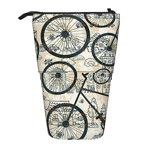 ATOurDealss Teleskopisches Federmäppchen mit Fahrraddruck, Schreibwaren-Aufbewahrungstasche, Federmäppchen für Erwachsene, Aufbewahrungsbox, Schwarz , Einheitsgröße, Federmäppchen von ATOurDealss