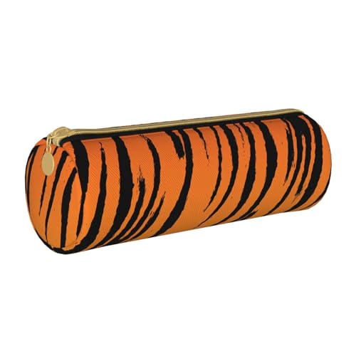 ATOurDealss Ti-ger Federmäppchen aus Leder mit Streifendruck, Mehrzweck-Ledertasche mit Reißverschluss mit schlankem Design und kompaktem Design, weiß, Einheitsgröße, Federmäppchen von ATOurDealss