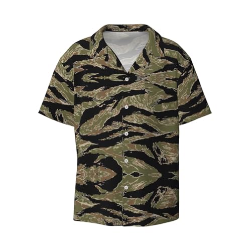 ATOurDealss Ti-ger Stripe Camo Hawaii-Hemd für Herren, Sommer, lässige Passform, kurzärmelig, Knopfhemden, Strandhemden, 4XL, Schwarz , L ATOurDealss Ti-ger Stripe Camo Hawaii-Hemd für Herren, Sommer, lässige Passform, kurzärmelig, Knopfhemden, Strandhemden, 4XL, Schwarz , L von ATOurDealss
