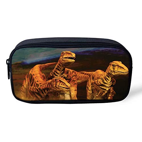 ATOurDealss Tragbares Federmäppchen für Schüler, Kinder, Avocado-Druck, Stifte-Tasche für Jungen, langlebige Schreibwaren-Tasche, Dinosaurier 4, Einheitsgröße, Federmäppchen von ATOurDealss