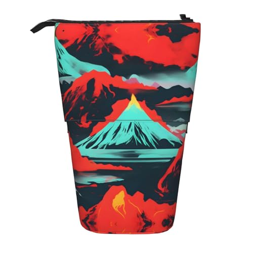 ATOurDealss Volcano Bloom Teleskop-Federmäppchen, Federmäppchen, Organizer, Schreibwaren, Stifteetui mit Reißverschluss, Schwarz , Einheitsgröße, Federmäppchen von ATOurDealss