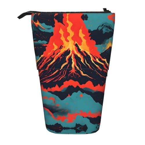 ATOurDealss Volcano Teleskop-Federmäppchen, Federmäppchen, Organizer, Schreibwaren, Stifteetui mit Reißverschluss, Schwarz , Einheitsgröße, Federmäppchen von ATOurDealss