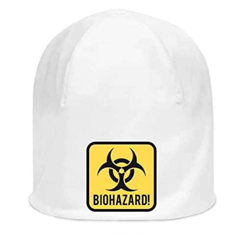 ATPRINTS Biohazard Yellow Warning Sign Funny Unisex-Mütze aus dünner, dehnbarer Baumwolle Weiß von ATPRINTS