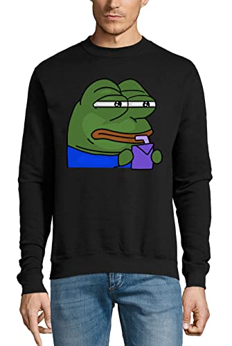 ATPRINTS Pepe The Frog Drinking Juice Baumwollpullover Sweatshirt Pullover Pullover Schwarz Large von ATPRINTS