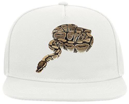 ATPRINTS Python Snake Photography 5 Panel Snapback Flat Visor Cap Hat Baseballmütze Weiß von ATPRINTS
