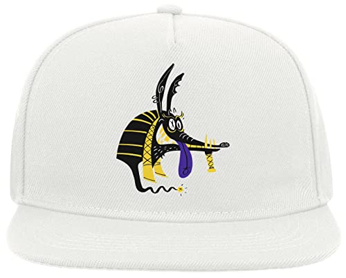 Goofy Anubis Egyptian God 5 Panel Snapback Flat Visor Cap Hat Baseballmütze Weiß von ATPRINTS