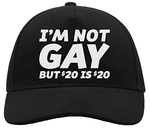 I'm Not Gay But 20 is 20 Funny Slogan Bequeme Unisex-Baseball-Truckerkappe aus gebürsteter Baumwolle mit Schnalle Schwarz von ATPRINTS