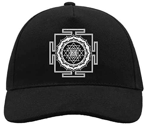 Unbekannt Shri Yantra Sri Chakra Meditation Symbol Bequeme Unisex-Baseball-Truckerkappe aus gebürsteter Baumwolle mit Schnalle Schwarz von ATPRINTS