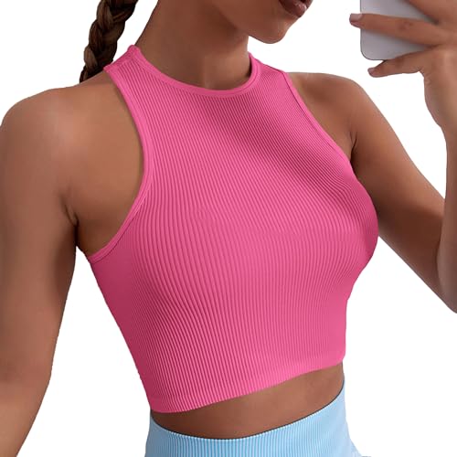 ATRACTIVOLL Crop Tank Tops Damen, Slim Passform, Sommer Ärmellose Oberteile, Crew Neck, Basic Cami Top, Casual Sport Leicht Unterhemd von ATRACTIVOLL