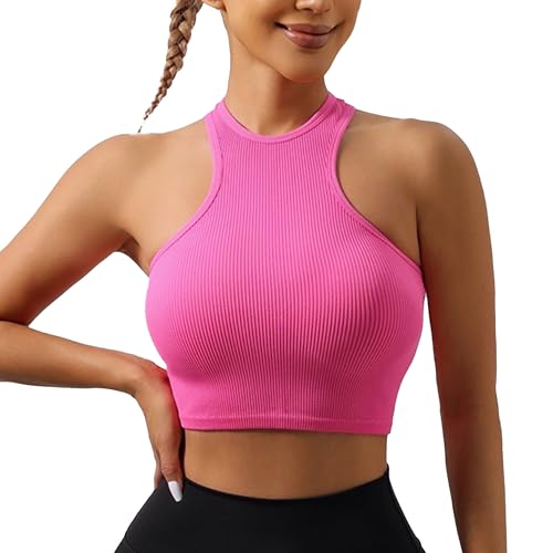 ATRACTIVOLL Crop Tank Tops Damen, Slim Passform, Sommer Ärmellose Oberteile, Crew Neck, Basic Cami Top, Casual Sport Leicht Unterhemd von ATRACTIVOLL