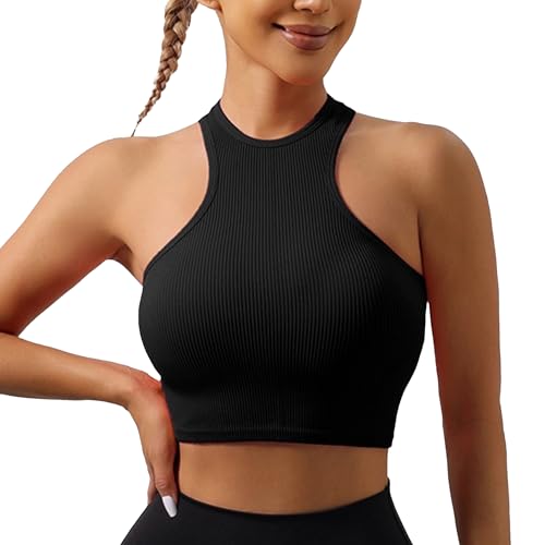 ATRACTIVOLL Crop Tank Tops Damen, Slim Passform, Sommer Ärmellose Oberteile, Crew Neck, Basic Cami Top, Casual Sport Leicht Unterhemd von ATRACTIVOLL