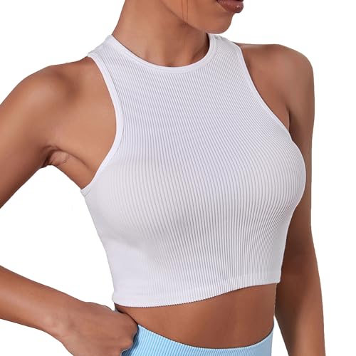 ATRACTIVOLL Crop Tank Tops Damen, Slim Passform, Sommer Ärmellose Oberteile, Crew Neck, Basic Cami Top, Casual Sport Leicht Unterhemd von ATRACTIVOLL