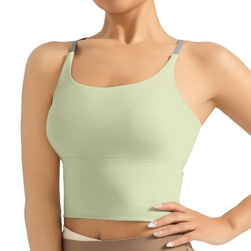 ATRACTIVOLL Damen Sports Tank Top, Basic Top Ärmellos, Atmungsaktiv und Leicht für Gym Yoga Casual Short Tank Top mit Spaghetti-Trägern von ATRACTIVOLL