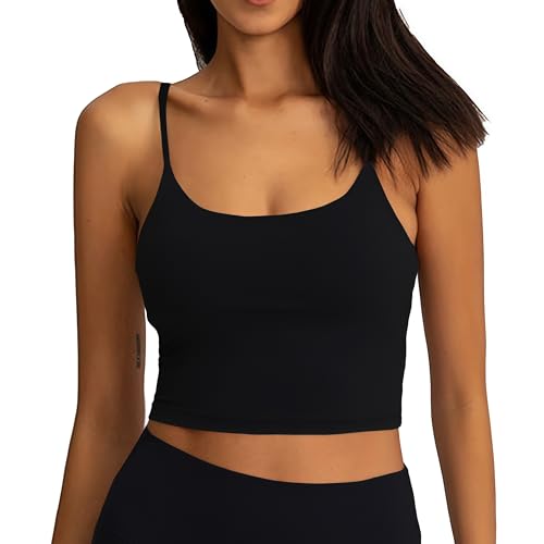 ATRACTIVOLL Women's Sports Tank Top, Basic Top Ärmellos, Atmungsaktiv und Leicht für Gym Yoga Casual Short Tank Top mit Spaghetti-Trägern von ATRACTIVOLL