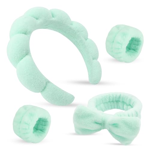 ATROCH Spa-Stirnband und Armband-Set, Make-up- und Hautpflege-Stirnbänder zum Waschen des Gesichts, Gesichtswäsche, Stirnband für Damen, niedliches Haarband für Mädchen, 4 Stück ATROCH Spa-Stirnband und Armband-Set, Make-up- und Hautpflege-Stirnbänder zum Waschen des Gesichts, Gesichtswäsche, Stirnband für Damen, niedliches Haarband für Mädchen, 4 Stück von ATROCH