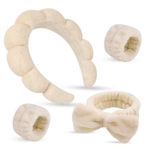 ATROCH Spa-Stirnband zum Waschen des Gesichts, Make-up-Stirnband und Haarband für Gesichtswäsche, Blasen-Stirnband, Hautpflege-Stirnbänder und Armbänder für Mädchen, 4 Stück ATROCH Spa-Stirnband zum Waschen des Gesichts, Make-up-Stirnband und Haarband für Gesichtswäsche, Blasen-Stirnband, Hautpflege-Stirnbänder und Armbänder für Mädchen, 4 Stück von ATROCH