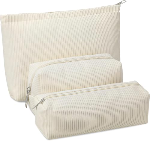 ATSGJLZN 3 Stück Kosmetiktasche Klein,Schminktasche Damen Cord,Makeup Tasche mit Reißverschluss Kosmetikbeutel für Tragbare Reise von ATSGJLZN