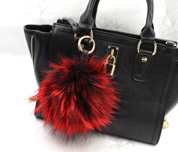Big Furry Ball Bag Charm Plüsch Fluffy Schlüsselanhänger Großer Fuzzy Pompoms Puffs Lanyard Tasche Käfer Pom Geldbörse Taschenanhänger von ATSlowTimes