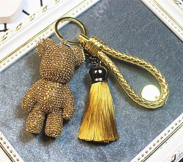 Blingy Strass Teddy Bear Schlüsselanhänger Leder Geflochtene Seil Niedliche Tasche Charme Gold Glitter Tragen Anhänger Schlüssel Ketten Frauen Blingy Strass Teddy Bear Schlüsselanhänger Leder Geflochtene Seil Niedliche Tasche Charme Gold Glitter Tragen Anhänger Schlüssel Ketten Frauen von ATSlowTimes