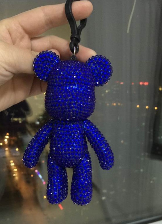 Dunkelblauer Kristall Bär Schlüsselanhänger, Royal Blau Strass Bling Teddybär Schlüsselanhänger Crystal Bag Charms von ATSlowTimes