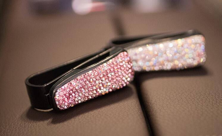 Funkelnde Sonnenblende Clip Niedliche Auto Accessoires Für Frauen Große Mädchen Rosa Strass Glitzer Kristall Dekoration von ATSlowTimes