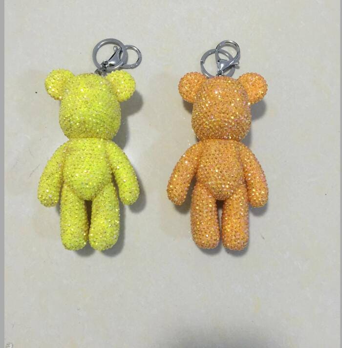 strass Teddy Bear Schlüsselanhänger Funkeln Tragen Anhänger Puppe Niedliche Keyring von ATSlowTimes