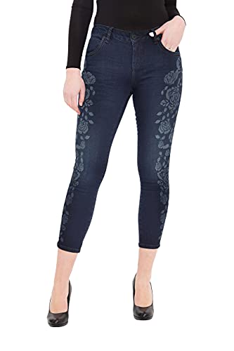 ATT Jeans Damen Slim Fit Jeans Mit Tonigem Rosen Druck 7/8 Jeans Leoni von ATT Jeans