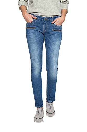 ATT Jeans Damen Slim Fit Jeans Mit Zier Reißverschlüssen Lindsey Basic Used Lindsey von ATT Jeans