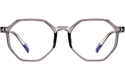 ATTCL Damen Blaulichtfilter Brille Blockieren Blaue Licht von PC, TV und Handy ohne sehstärke Computerbrille BL6688 Transparent+grey von ATTCL