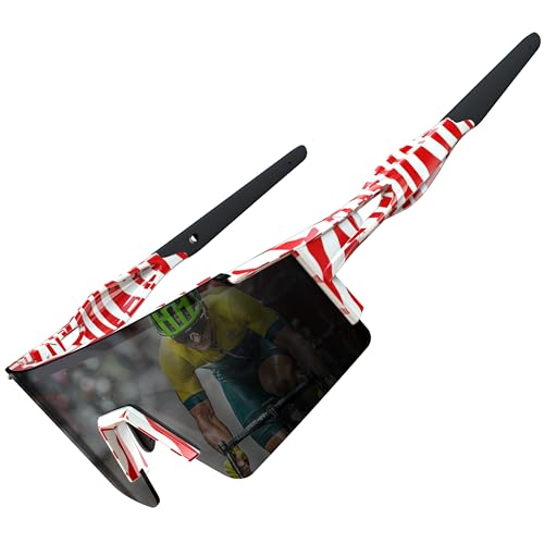 ATTCL Fahrradbrille Für Damen Und Herren UV-Schutz Polarisierte Sonnenbrille Winddichte Staubdichte Brille Für Den Außenbereich Sportbrille Red+zebra+black 550 UV400 CAT 3 CE von ATTCL