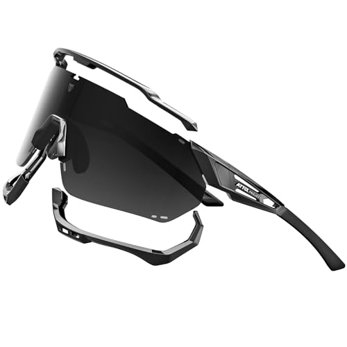 ATTCL Herren Damen Fahrradbrille Sportbrille Sonnenbrille Anpassbarer Rahmen C1 Black+Grey von ATTCL