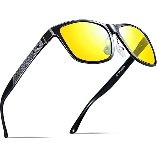 ATTCL Herren Nachtsichtbrille Autofahren – Nachtfahrbrille gelbe Gläser, Fahrbrille Sonnenbrille, AL-MG Metallrahmen 8587 Yeshi von ATTCL