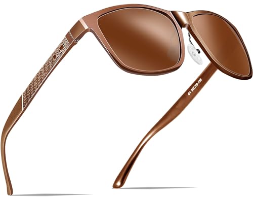 ATTCL Herren Polarisierte Fahren Sonnenbrille Al-Mg Metall Rahme Ultra Leicht 8587-brown UV400 CAT 3 CE von ATTCL