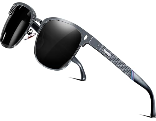 ATTCL Herren Polarisierte Sonnenbrille Al-Mg Ultra Light Metall Rahmen verspiegelt sonnenbrillen 8-188 Gray UV400 CAT 3 CE von ATTCL