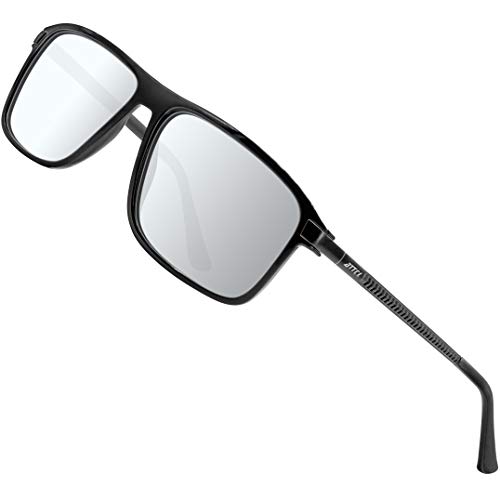ATTCL Herren Polarisierte Sonnenbrille mit Rechteckig Metallrahmen Fahr Angeln Golf Sonnenbrillen UV400 Schutz 2055 Black+Silver von ATTCL