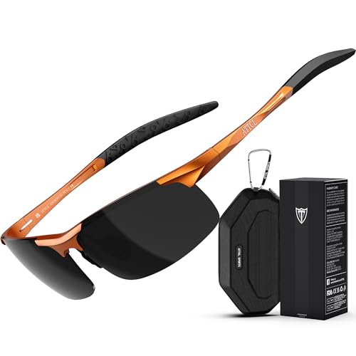 ATTCL Herren Polarisierte Treiber Glasses Sport Sonnenbrille Al-Mg Metallrahme Ultra leicht verspiegelt sonnenbrillen 8177 Chenghong-Grey von ATTCL