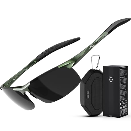 ATTCL Herren Polarisierte Treiber Glasses Sport Sonnenbrille Al-Mg Metallrahme Ultra leicht verspiegelt sonnenbrillen 8177 Junlv-Grey von ATTCL