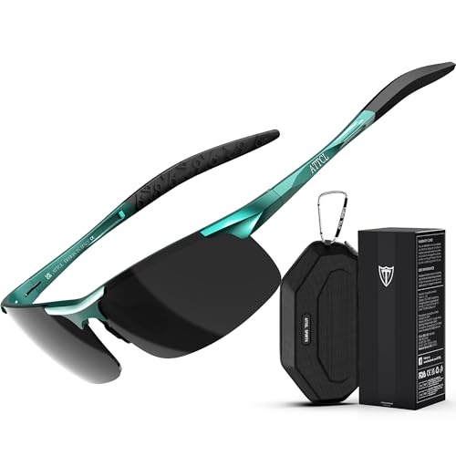 ATTCL Herren Polarisierte Treiber Glasses Sport Sonnenbrille Al-Mg Metallrahme Ultra leicht verspiegelt sonnenbrillen 8177 Qianlan-Grey von ATTCL