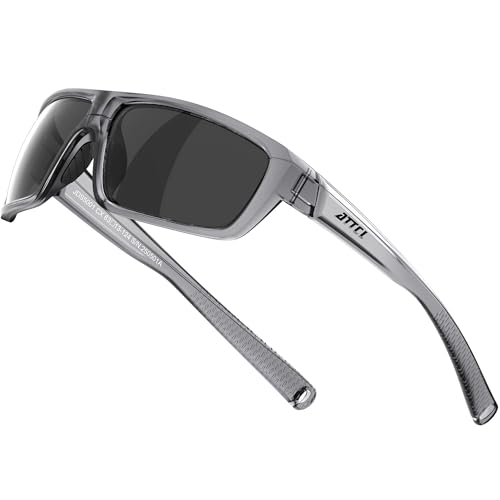 ATTCL Herren Polarisierte Wrap Sonnenbrille UV-Schutz Sportbrille TR90 Rahme Ultraleicht 5001 Touqianhui-Grey von ATTCL